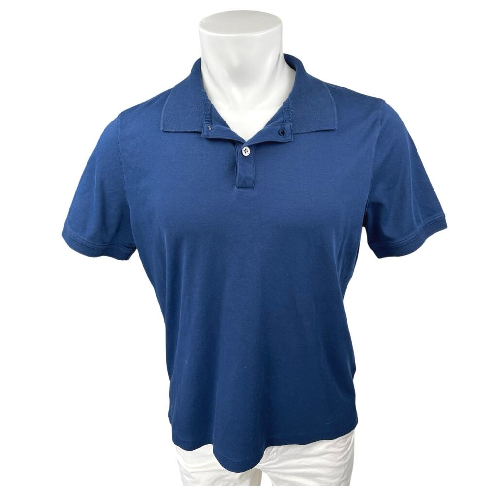 Banana Republic Luxury Touch Men's Blue Short Sleeve Collar Polo Shirt Top Sz L